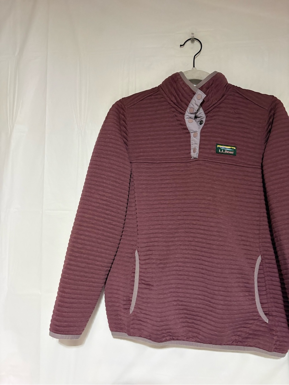 L.L. Bean Ribbed Snap-Placket Pullover in Mauve - Picture 3 of 8